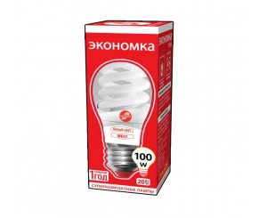 Лампа энергосберегающая ЭКОНОМКА КЛЛ SPC 20W220v Е2742 Т2 (спираль) холодный,