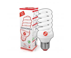 Лампа энергосберегающая ЭКОНОМКА КЛЛ SPC 25W220v Е2727 Т3 (спираль) теплый,