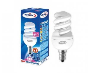 Лампа энергосберегающая КОСМОС SPC 11W220v E1442 Т2 (спираль) холодный,