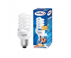 Лампа энергосберегающая КОСМОС SPC 15W220v E2727 Т2 (спираль) теплый,